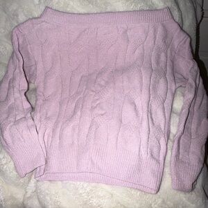 Size Small Soft Pink Cable-Knit Off The Shoulder Women's Sweater From Garage